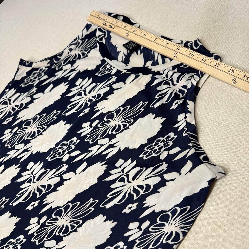Candalite Women’s Dress - Stretch - Navy Blue & White - Floral - Size Med - Picture 7 of 13